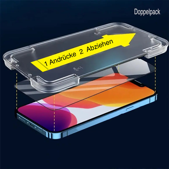 Schutzglas H9 für iPhone im 2 Pack mit Schablone Arretierung - Jalouza Handykette iPhone Handyhülle