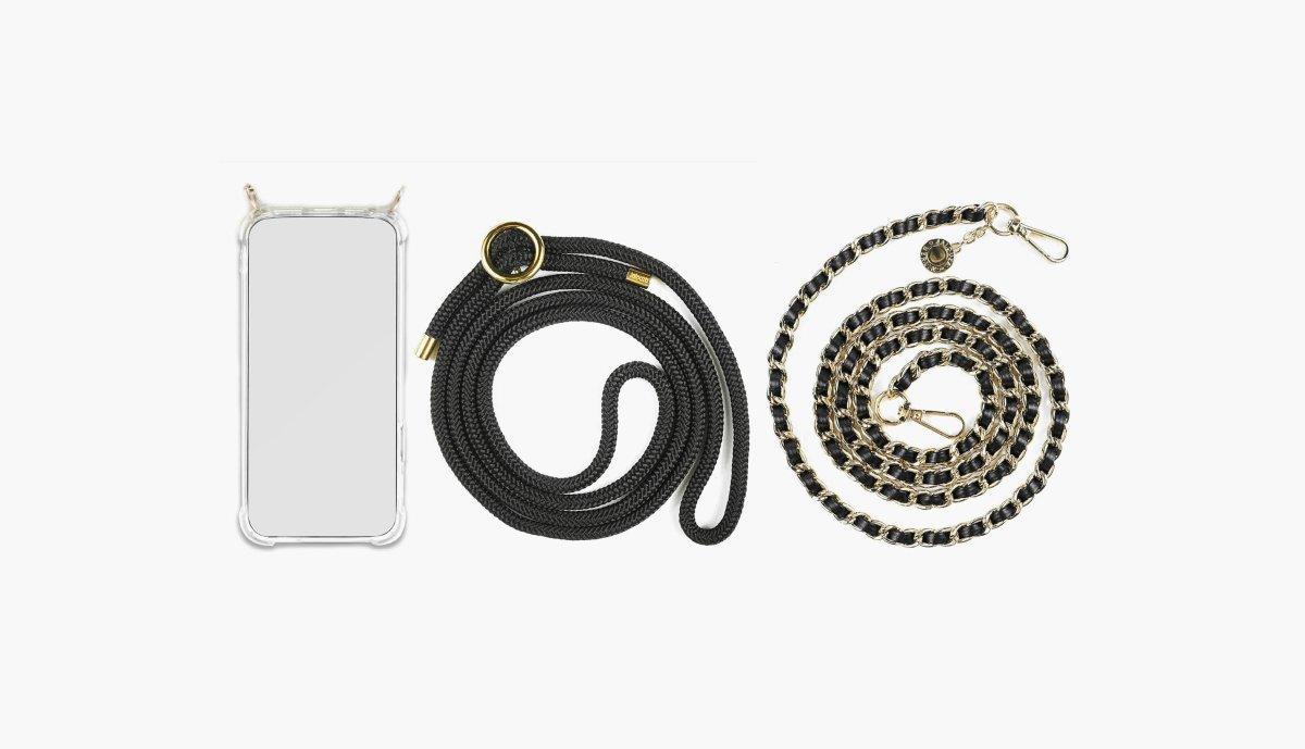 Handykette aus Metall im Set mit Kordel und Hülle - Jalouza