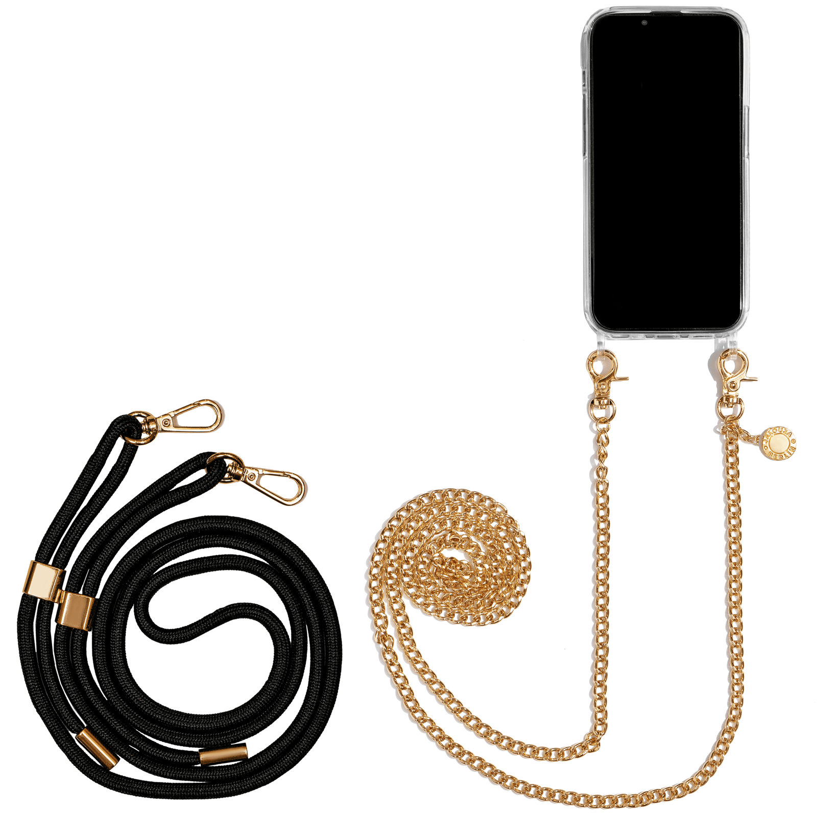 Handyhülle iPhone 14 Plus EleganceAura Handykette aus Metall und Kordel Noa Pro im Set - Jalouza